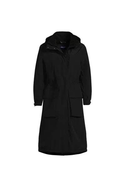 Lands' End Women's Squall Waterproof Insulated Winter Stadium Maxi Coat In Black