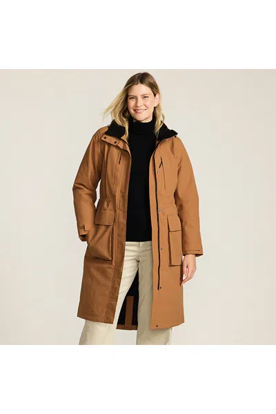 Lands' End Women's Squall Waterproof Insulated Winter Stadium Maxi Coat In Brown