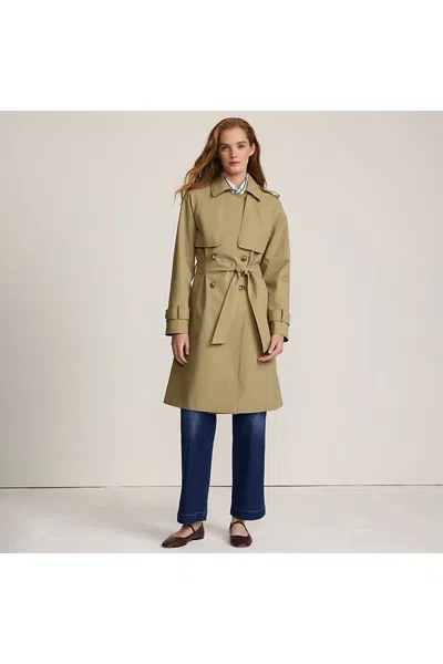 Lands' End Women's Squall Waterproof Modern Trench Raincoat In Brown