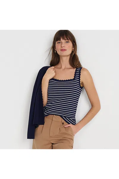 Lands' End Women's Square Neck Tank Sweater - Set Top In Blue