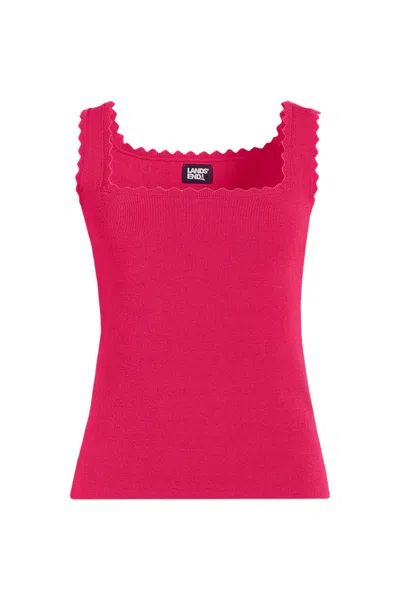 Lands' End High Retention Square Neck Tank Sweater In Berry Rouge