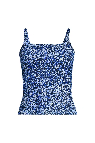 Lands' End Women's Square Neck Tankini Swimsuit Top In Blue