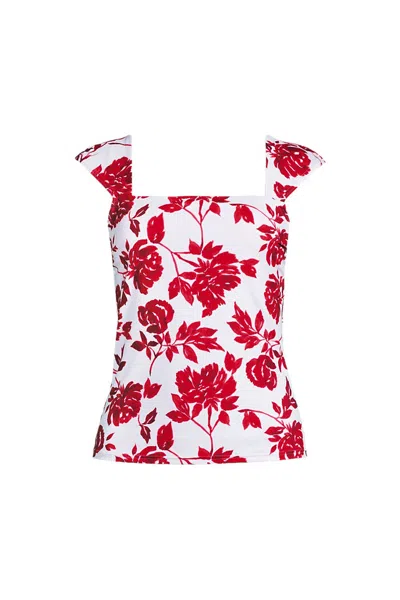 Lands' End Womens Square Neck Underwire Square Back Tankini Swimsuit Top In Red