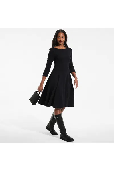 Lands' End Women's Starfish 3/4 Sleeve Dress In Black
