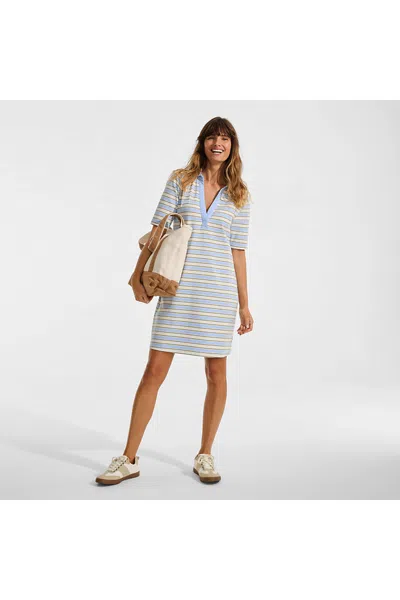 Lands' End Women's Starfish Elbow Sleeve Polo Dress In Blue
