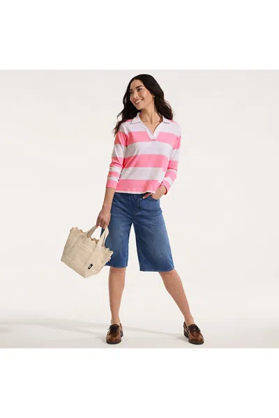 Lands' End Women's Starfish High Rise Knit Denim 12" Bermuda Shorts In Blue