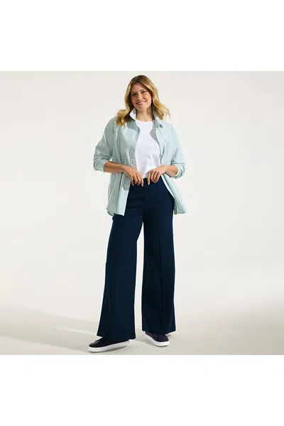 Lands' End Women's Starfish High Rise Palazzo Pants In Blue