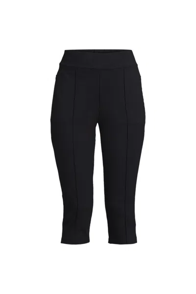 Lands' End Women's Starfish High Rise Pintuck Capri Pants In Black