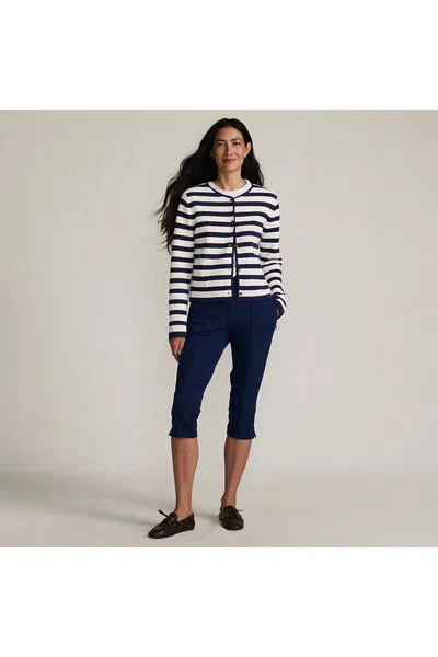 Lands' End Women's Starfish High Rise Pintuck Capri Pants In Blue