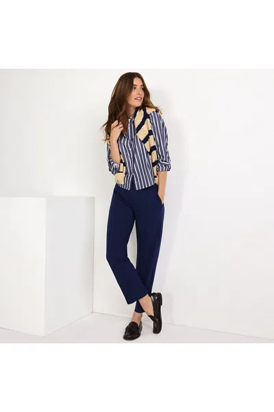 Lands' End Women's Starfish High Rise Pintuck Pencil Ankle Pants In Blue