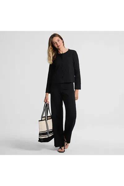 Lands' End Women's Starfish High Rise Pull On Wide Leg Pocket Pants In Black