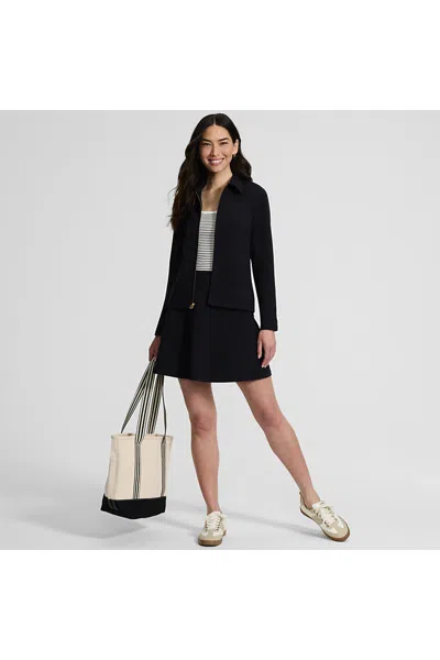 Lands' End Women's Starfish Zip Front Collared Jacket In Black