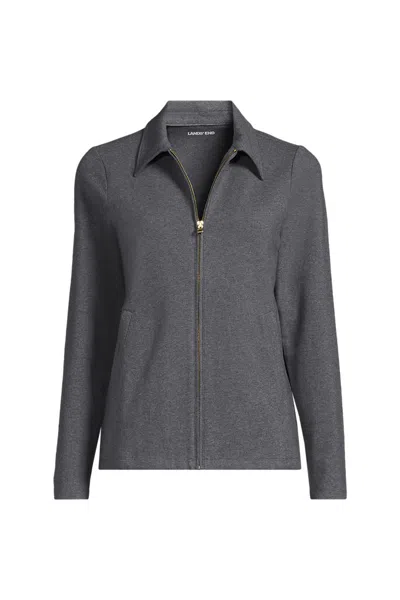 Lands' End Women's Starfish Zip Front Collared Jacket In Gray