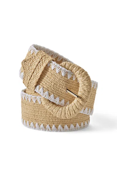 Lands' End Women's Stretch Raffia Belt In White
