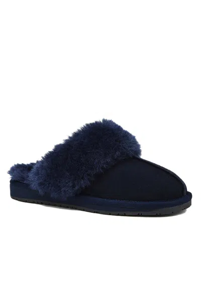 Lands' End Women's Suede Furry Lined Indoor Outdoor Slippers In Black