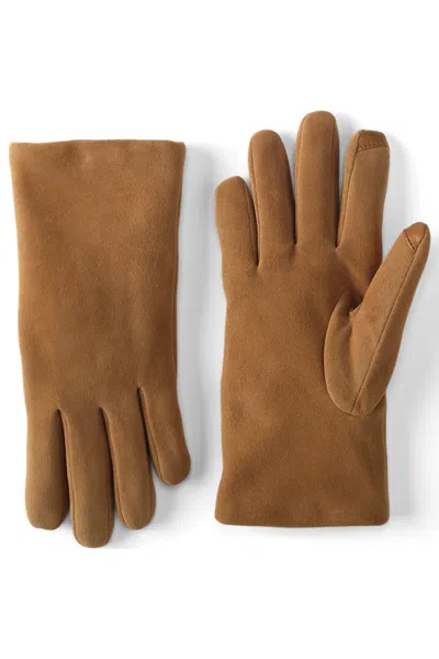 Lands' End Women's Suede Tech Gloves In White
