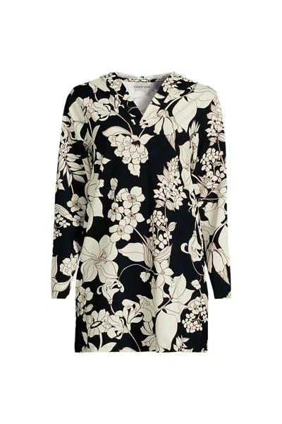 Lands' End Women's Sunshade Upf 50 Hooded Mini Swim Swim Cover-up Dress In Black