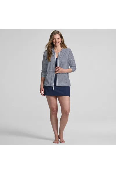 Lands' End Women's Sunshade Upf 50 Hooded Zip Front Rash Guard In Multi