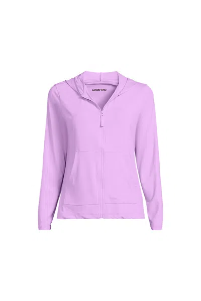 Lands' End Women's Sunshade Upf 50 Hooded Zip Front Rash Guard In Purple