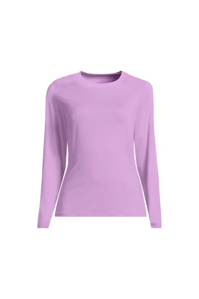 Lands' End Sunshade Upf 50 Long Sleeve Rash Guard Swim Tee In Purple