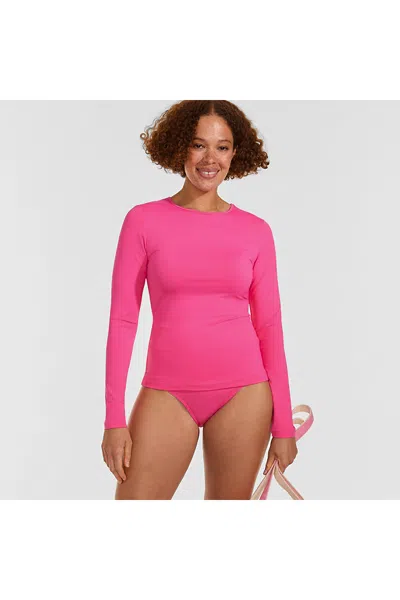 Lands' End Sunshade Upf 50 Long Sleeve Rash Guard Swim Tee In Pink