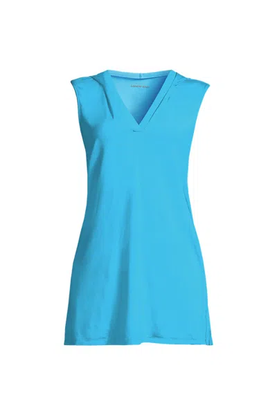 Lands' End Women's Sunshade Upf 50 Quickdry Sleeveless Mini Swim Cover-up Dress In Blue