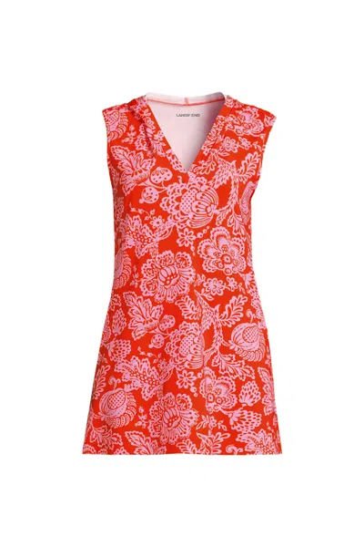 Lands' End Women's Sunshade Upf 50 Quickdry Sleeveless Mini Swim Cover-up Dress In Red