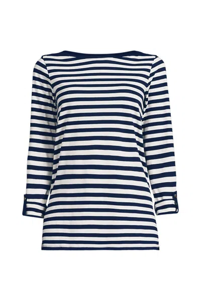 Lands' End Women's Supima Cotton Adjustable 3/4 Sleeve Boatneck Tunic In White