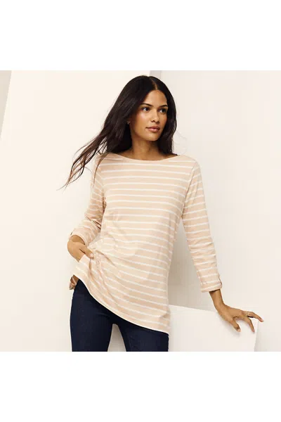 Lands' End Women's Supima Cotton Adjustable 3/4 Sleeve Boatneck Tunic In Orange
