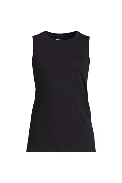 Lands' End Women's Supima Cotton Crew Neck Tank In Black