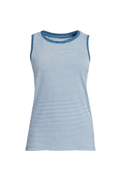 Lands' End Women's Supima Cotton Crew Neck Tank In Blue