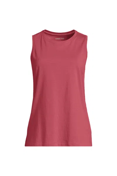 Lands' End Women's Supima Cotton Crew Neck Tank In Red