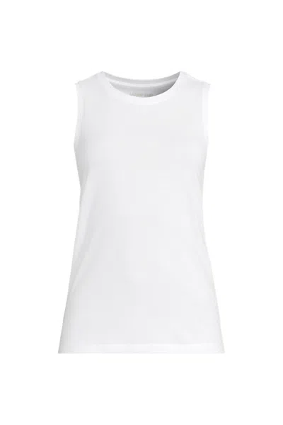 Lands' End Women's Supima Cotton Crew Neck Tank In White