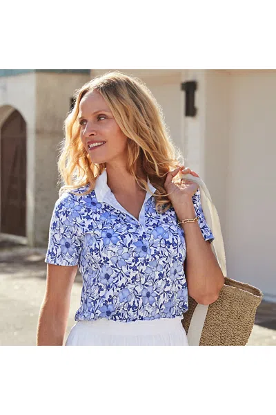 Lands' End Women's Supima Cotton Polo Shirt In Blue