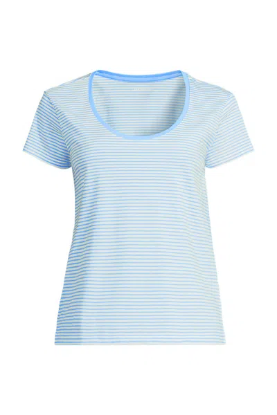 Lands' End Women's Supima Cotton Short Sleeve Scoop Neck Tee In Blue