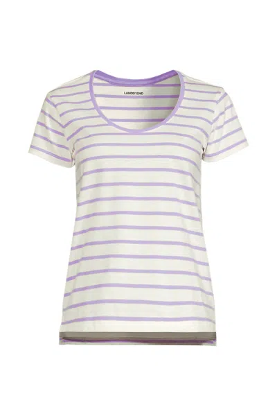 Lands' End Women's Supima Cotton Short Sleeve Scoop Neck Tee In White