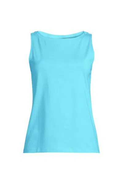 Lands' End Women's Supima Cotton Tank Top In Blue