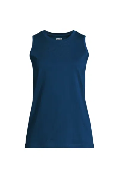 Lands' End Women's Supima Cotton Tank Top In Blue