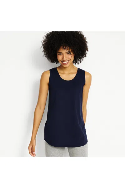 Lands' End Women's Supima Cotton Tunic Tank Top In Blue