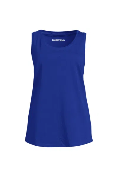 Lands' End Women's Supima Cotton Tunic Tank Top In Blue