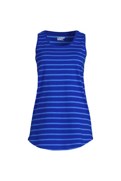 Lands' End Women's Supima Cotton Tunic Tank Top In Blue