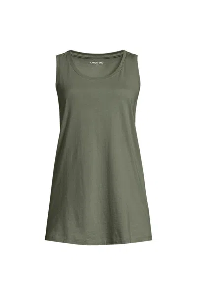 Lands' End Women's Supima Cotton Tunic Tank Top In Green