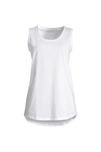 Lands' End Women's Supima Cotton Tunic Tank Top In White