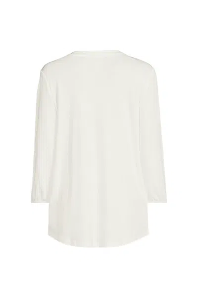 Lands' End Women's Supima Micro Modal 3/4 Sleeve Split Neck Tunic In White