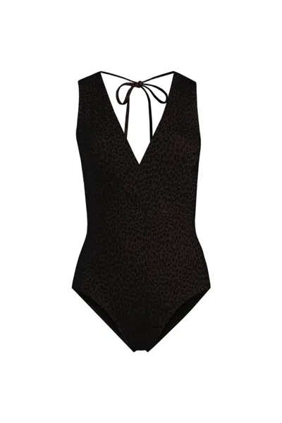 Lands' End Women's Surplice Tie Back One Piece In Brown