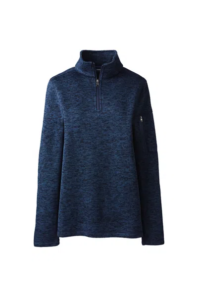 Lands' End Women's Sweater Fleece Quarter Zip Pullover In Blue