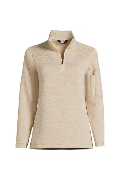 Lands' End Women's Sweater Fleece Quarter Zip Pullover In Multi