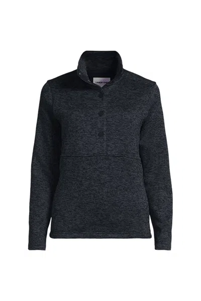 Lands' End Women's Sweater Fleece Snap Neck Pullover Jacket In Blue