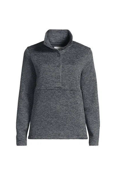 Lands' End Women's Sweater Fleece Snap Neck Pullover Jacket In Blue