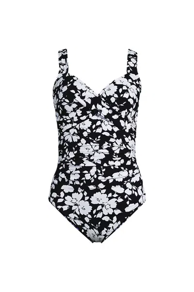 Lands' End Women's Sweetheart Underwire Wrap One Piece Swimsuit In Multi